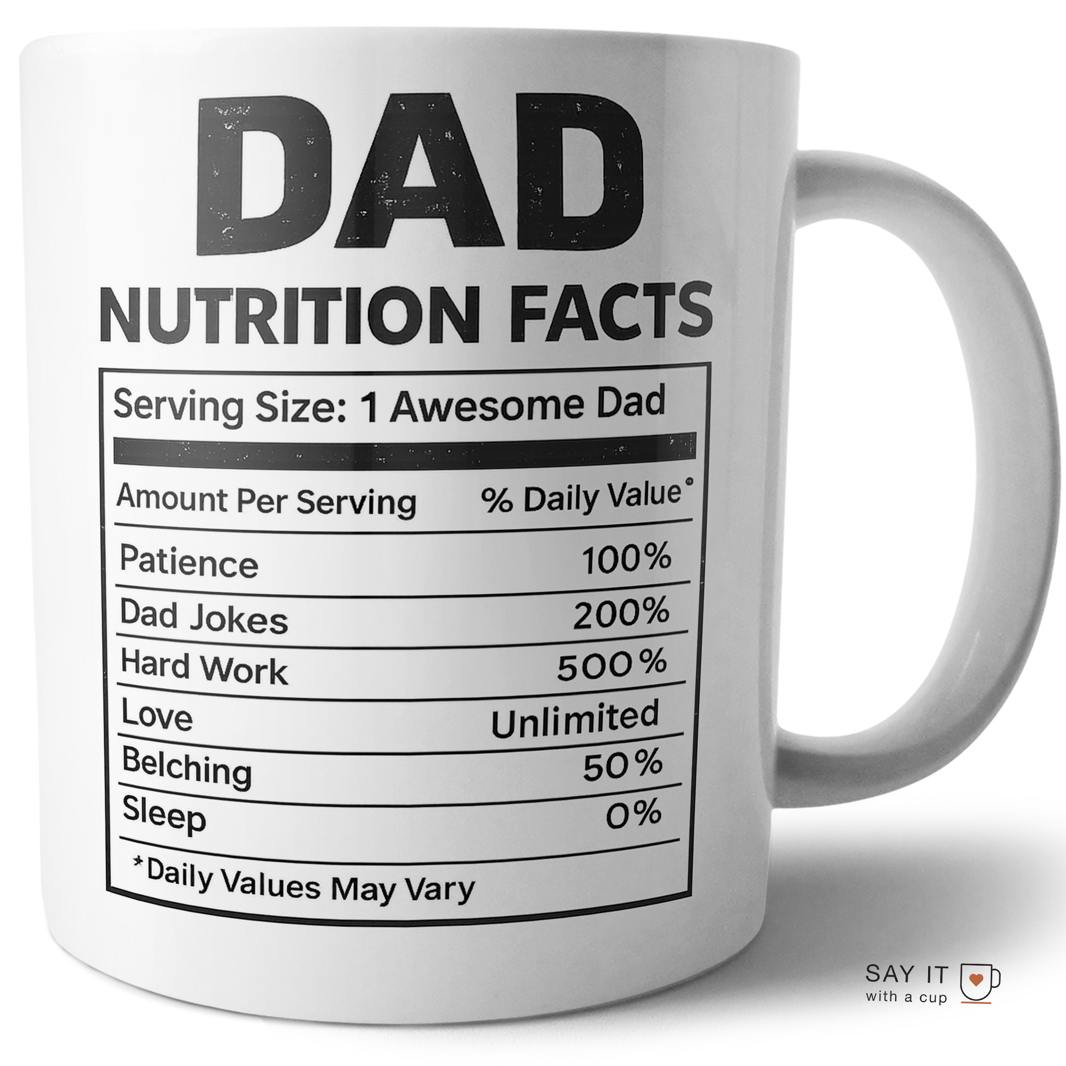 Dad Nutrition Facts Funny Gift
