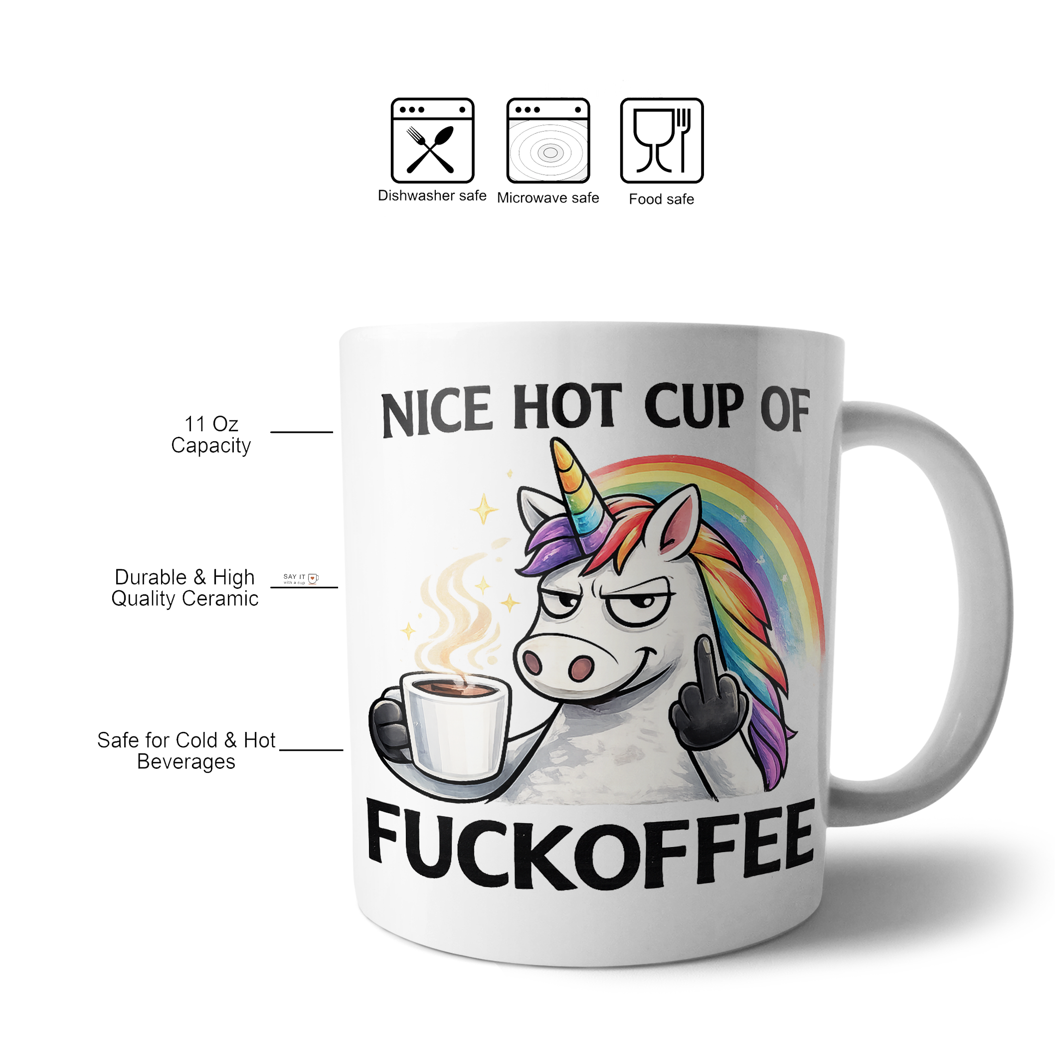 Nice Hot Cup of Fuckoffee Unicorn Coffee Cup