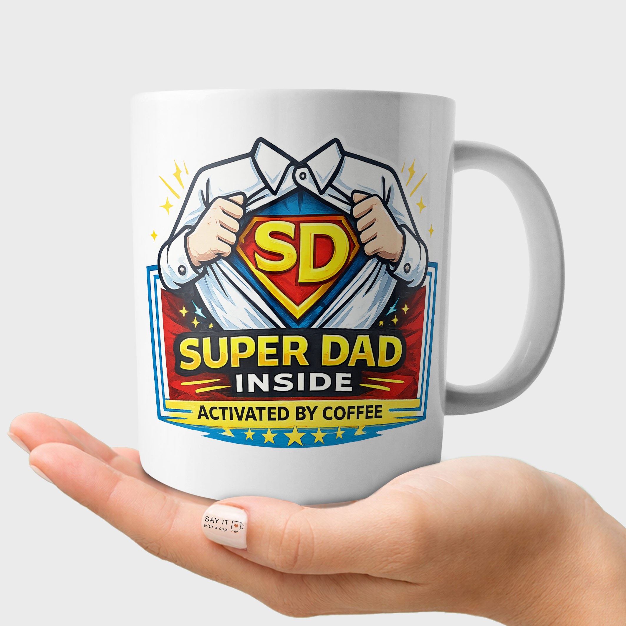Super Dad Inside Activated by Coffee Cup