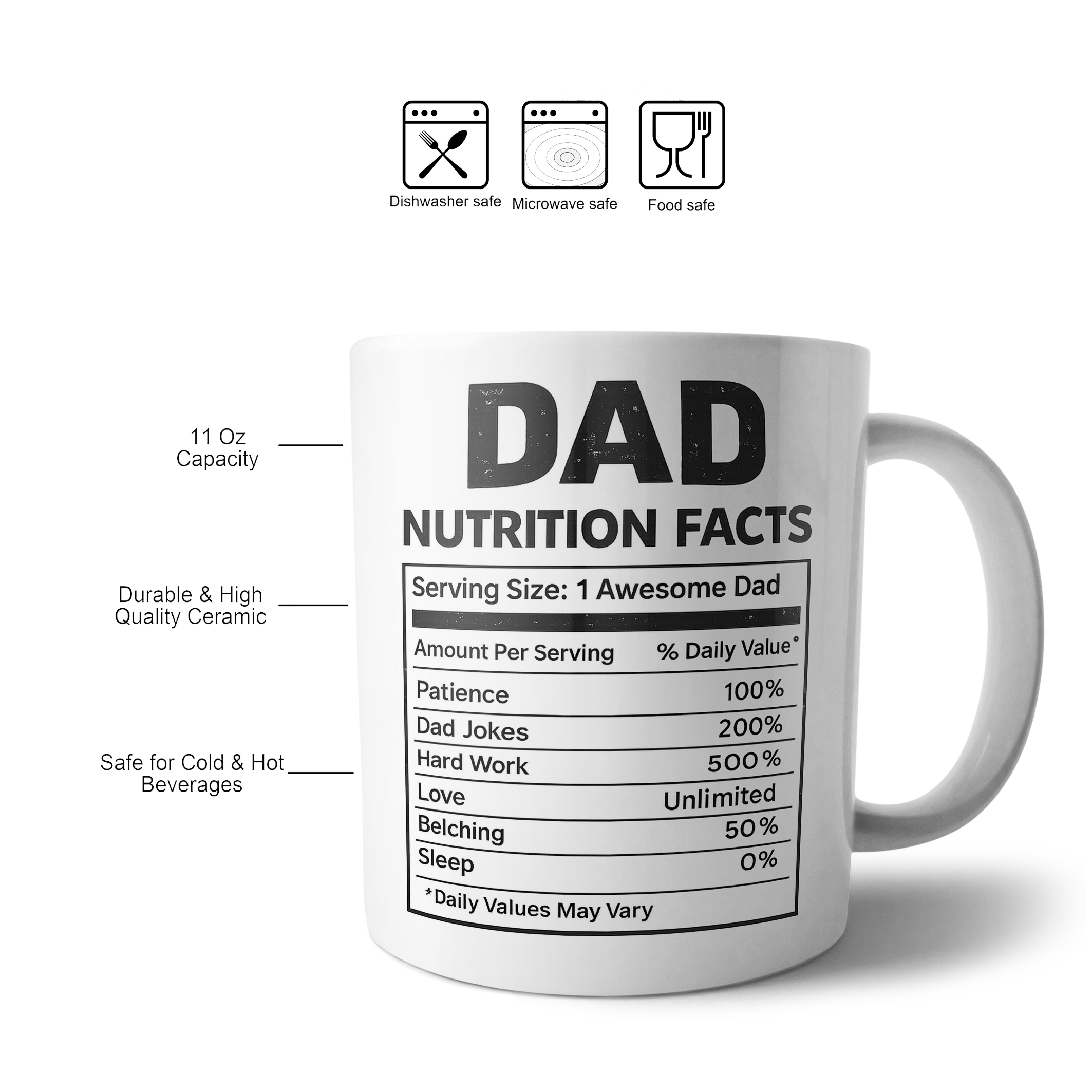 Dad Nutrition Facts Funny Gift